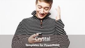  Presentation with news - Amazing slide deck having great news happy young man backdrop and a dark gray colored foreground