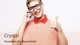  Presentation with news - Amazing presentation theme having great news happy young man backdrop and a lemonade colored foreground