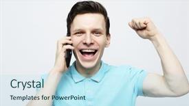  Presentation with lonely man new zealand tourists - Colorful presentation enhanced with great news happy young man backdrop and a sky blue colored foreground