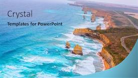  Presentation with ocean - Colorful presentation design enhanced with great-ocean-road-the-twelve backdrop and a light blue colored foreground