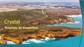  Presentation with tourism australia - Slides having great ocean road and the twelve apostles is a group of limestone cliffs scenic coastline picture taken from a helicopter port campbell park australia the concept of extreme and photo tourism background and a tawny brown colored foreground