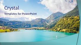  Presentation with resort - Slide set consisting of great panorama of the town background and a sky blue colored foreground