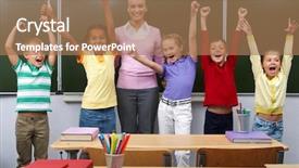  Presentation with cute - Amazing slides having great people - line of cute schoolchildren raising backdrop and a coral colored foreground