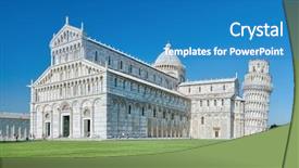  Presentation with italy - PPT theme consisting of great piazza miracoli in pisa background and a teal colored foreground