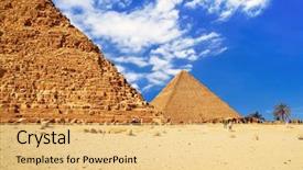  Presentation with egypt pyramid - Slide deck with great pyramid of giza background and a yellow colored foreground