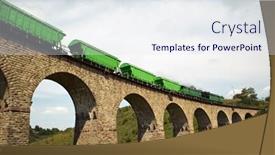  Presentation with rail - Presentation theme having great-rail-viaduct-made background and a sky blue colored foreground