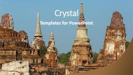  Presentation with ayutthaya - Beautiful PPT layouts featuring great relic in ayutthaya thailand backdrop and a light blue colored foreground