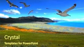  Presentation with utah - Beautiful PPT theme featuring great salt lake in utah backdrop and a tawny brown colored foreground