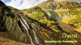  Presentation with waterfall - Presentation theme having great-siklawa-waterfall-tatra-mountains background and a tawny brown colored foreground