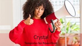  Presentation with motherhood and african american - Audience pleasing slide deck consisting of great speakers - african american woman holding megaphone backdrop and a  colored foreground