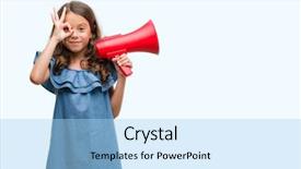  Presentation with girl in red dress - Presentation theme having great speakers - brunette hispanic girl holding red background and a  colored foreground