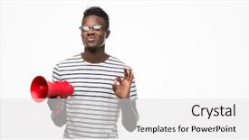  Presentation with african american wedding - Audience pleasing slide set consisting of great speakers - young african american man holding backdrop and a light gray colored foreground