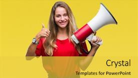  Presentation with young woman diagnosis of sti - PPT theme having great speakers - young beautiful blonde woman yelling background and a  colored foreground