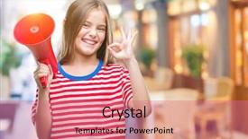  Presentation with yelling - PPT theme having great speakers - young beautiful girl yelling background and a  colored foreground