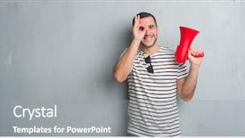  Presentation with grey - Slide set consisting of great speakers - young caucasian man over grey background and a gray colored foreground