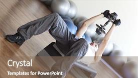  Presentation with lifting weights - Presentation featuring great stability - man lifting weights and exercising background and a  colored foreground