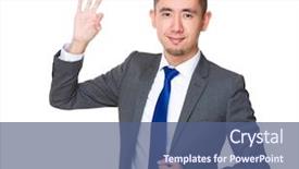  Presentation with seismic waves nepal earthquake sign - Slide set consisting of great supervisor - asian young businessman with ok background and a ocean colored foreground