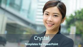  Presentation with business asurance - Presentation theme enhanced with great supervisor - business woman portrait background and a ocean colored foreground