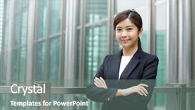  Presentation with business woman standing on maze - Slide deck consisting of great supervisor - business woman standing at outdoor background and a gray colored foreground