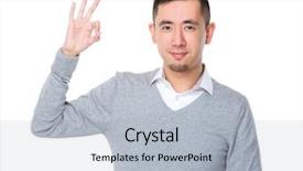  Presentation with thank you sign - Audience pleasing slide set consisting of great supervisor - businessman with ok sign gesture backdrop and a light blue colored foreground