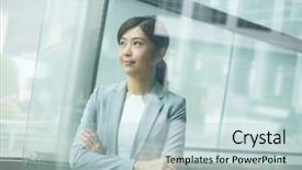  Presentation with inside ouut - Theme consisting of great supervisor - businesswoman standing inside office building background and a lemonade colored foreground