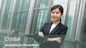  Presentation with office - Slides featuring great supervisor - businesswoman standing out of office background and a gray colored foreground