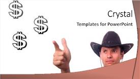  Presentation with cowboy - PPT layouts having great supervisor - cowboy shooting flying money background and a white colored foreground