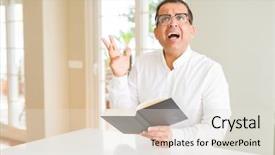  Presentation with child girl reading a book - PPT layouts with great teacher - middle age man reading background and a lemonade colored foreground