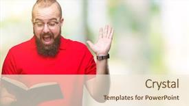  Presentation with book glasses - Presentation theme enhanced with great teacher - young hipster man wearing glasses background and a cream colored foreground