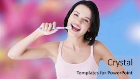  Presentation with tooth brush - Slides having great teeth holding tooth background and a soft green colored foreground