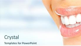  Presentation with human archaeological teeth - Presentation design enhanced with great teeth over blue background background and a cool aqua colored foreground