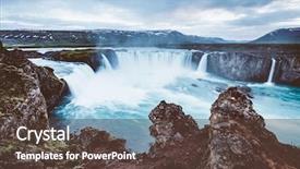  Presentation with river valley - Colorful slide set enhanced with great view of powerful godafoss backdrop and a tawny brown colored foreground