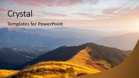  Presentation with sunlight - PPT theme consisting of great view of the hills background and a lemonade colored foreground