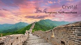  Presentation with china - PPT theme enhanced with great wall of china at the jinshanling section at dusk background and a coral colored foreground