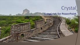  Presentation with china travel - Audience pleasing PPT theme consisting of great-wall-of-china backdrop and a sky blue colored foreground