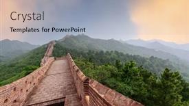  Presentation with china - Slides with great-wall-of-china background and a light blue colored foreground