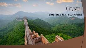  Presentation with china - PPT theme having great-wall-of-china background and a light blue colored foreground
