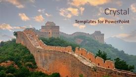  Presentation with china - Presentation design having great-wall-of-china background and a soft green colored foreground
