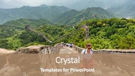  Presentation with china travel - Slides enhanced with great wall tourist in asia background and a coral colored foreground