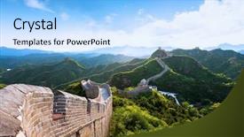  Presentation with sunshine - Colorful PPT theme enhanced with great wall under sunshine backdrop and a light blue colored foreground