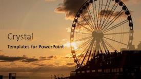  Presentation with seattle - Slides having great-wheel-at-sunset-seattle background and a yellow colored foreground