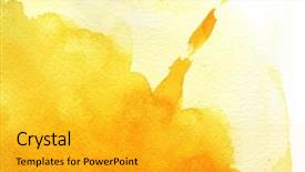  Presentation with yellow paper - Presentation theme having great yellow watercolor background - watercolor paints on a rough texture paper background and a gold colored foreground