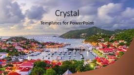  Presentation with saint - Audience pleasing presentation design consisting of greater - gustavia saint barthelemy skyline backdrop and a light blue colored foreground