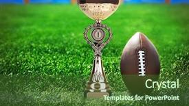  Presentation with trophy green - Cool new presentation with greatest achievement - american football and trophy cup backdrop and a tawny brown colored foreground