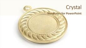  Presentation with gold medal - PPT layouts with greatest achievement - gold medal isolated on white background and a  colored foreground