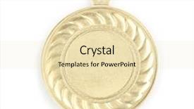  Presentation with gold medal - Slide deck enhanced with greatest achievement - gold medal isolated on white background and a lemonade colored foreground