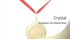  Presentation with gold medal - Presentation design consisting of greatest achievement - gold medal isolated on white background and a white colored foreground