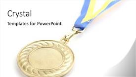  Presentation with gold medal - Amazing presentation theme having greatest achievement - gold medal isolated on white backdrop and a white colored foreground