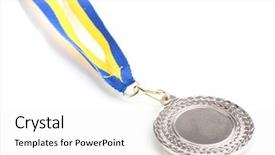  Presentation with medal - Amazing presentation design having greatest achievement - silver medal isolated on white backdrop and a white colored foreground