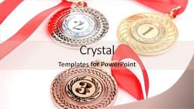  Presentation with achievement - Beautiful PPT layouts featuring greatest achievement - three medals isolated on white backdrop and a lemonade colored foreground